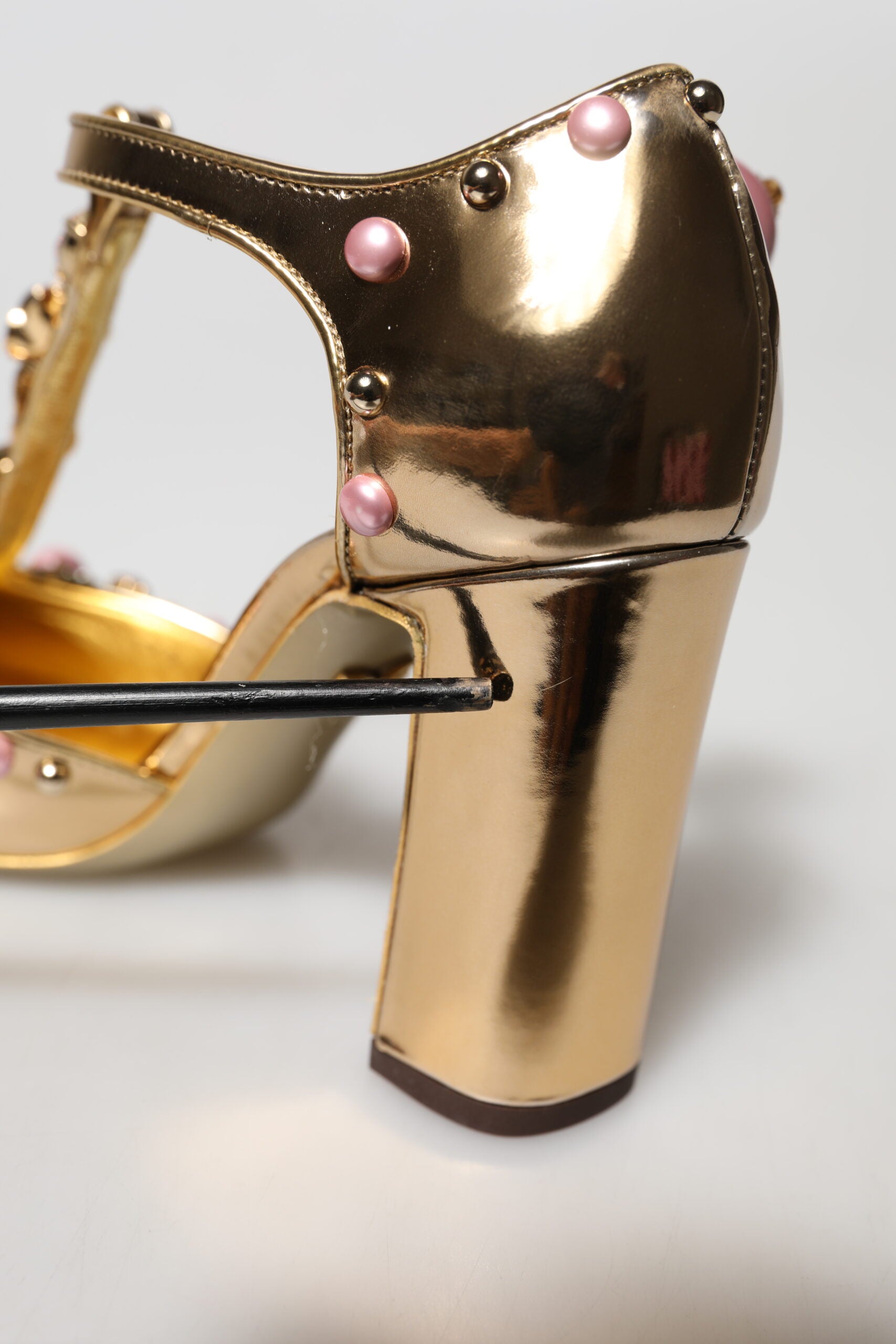 Dolce & Gabbana Gold Embellished Vally Heels Sandals Shoes | Regal Royce