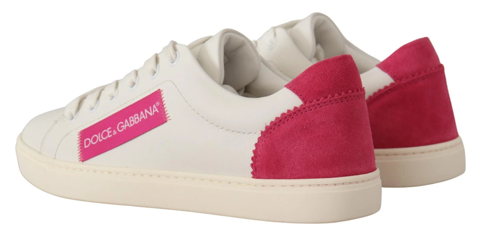 Dolce & Gabbana White Suede Leather Low Top Sneakers Shoes | Regal Royce
