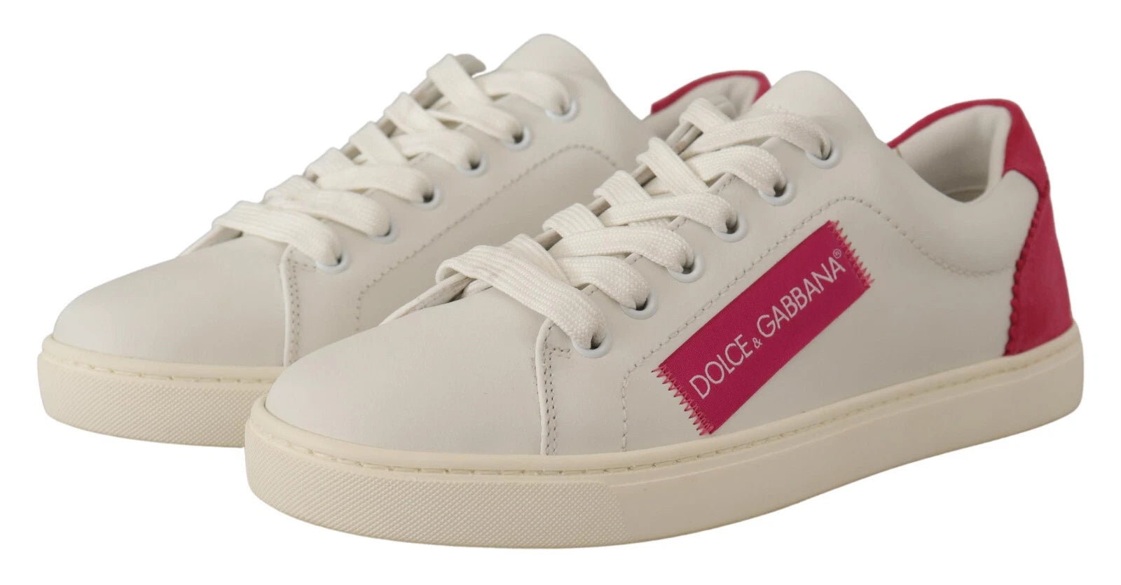 Dolce & Gabbana White Suede Leather Low Top Sneakers Shoes | Regal Royce