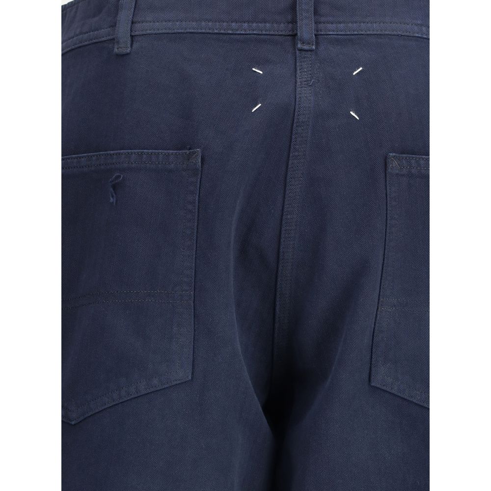 Margiela Blue Cotton Casual Pants | Regal Royce