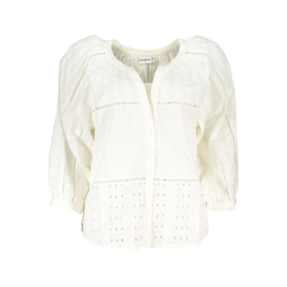 Desigual White Cotton Women Shirt | Regal Royce