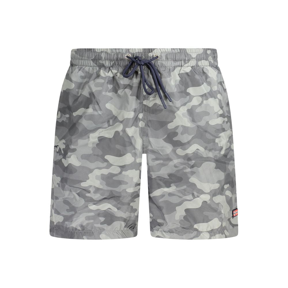 Norway 1963 Black Polyester Men's Swim Boxer | Regal Royce