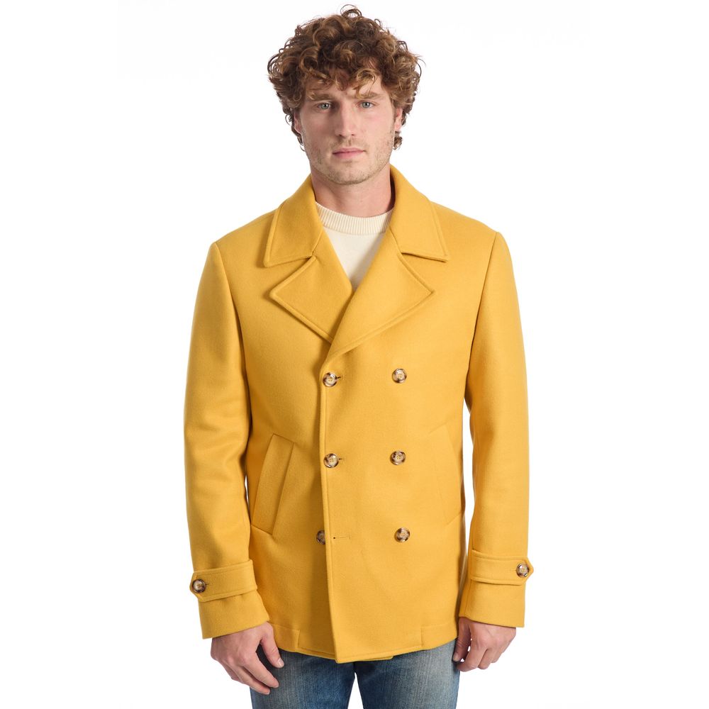 Roberto Pepe Luxury Yellow Wool Men Jacket