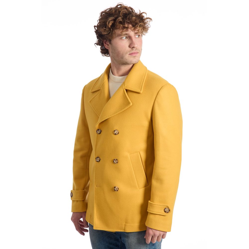Roberto Pepe Luxury Yellow Wool Men Jacket