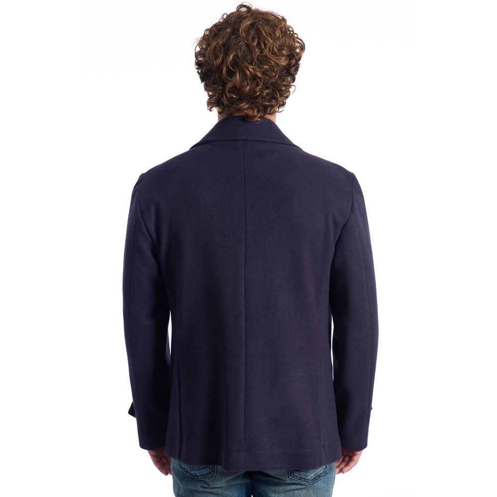 Roberto Pepe Luxury Blue Wool Men's Short Coat | Regal Royce