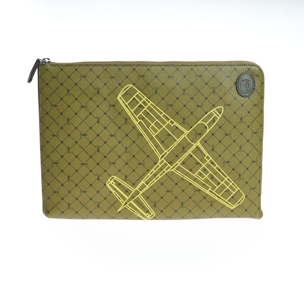 Trussardi Green Leather Men Clutch | Regal Royce