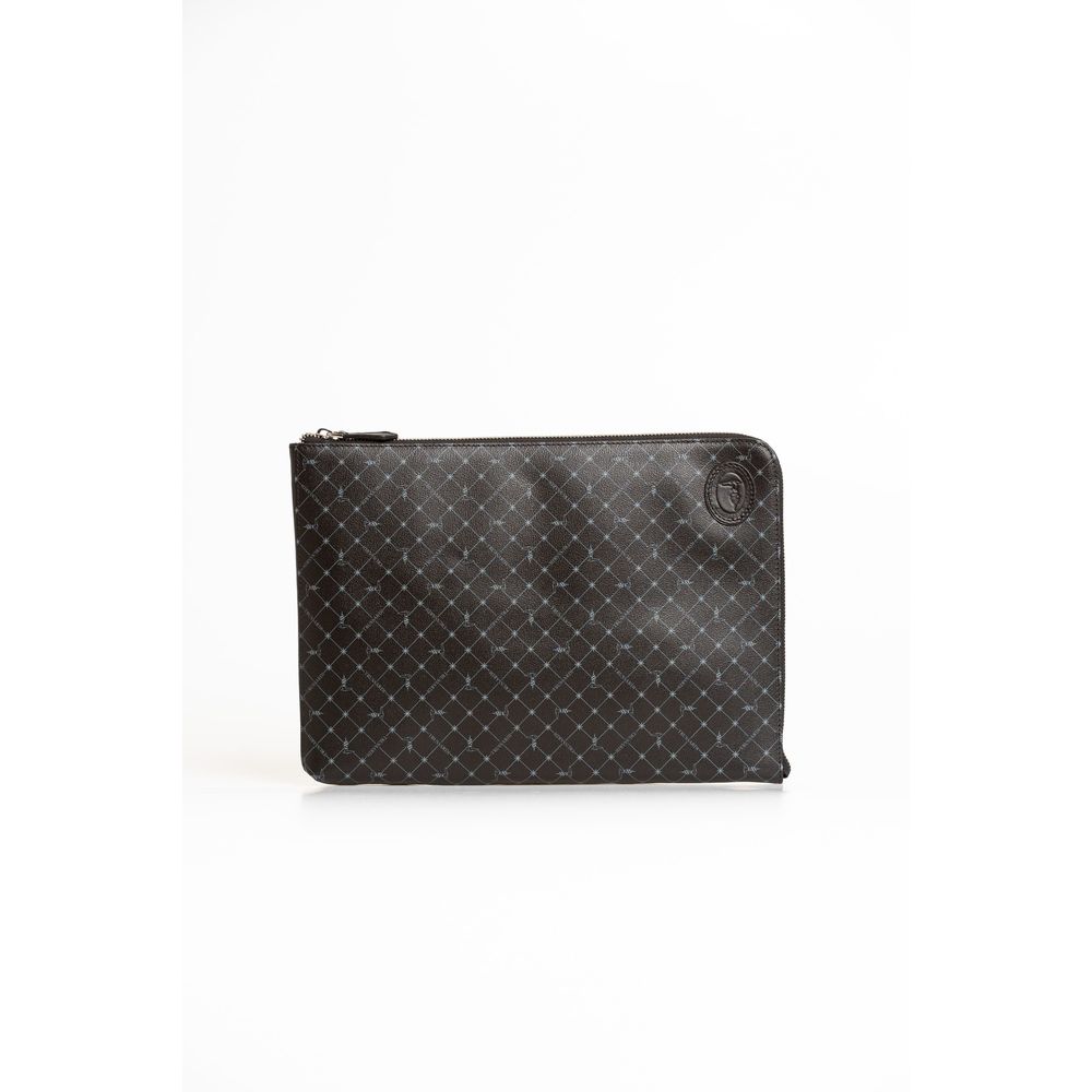 Trussardi Black Leather Men Clutch | Regal Royce