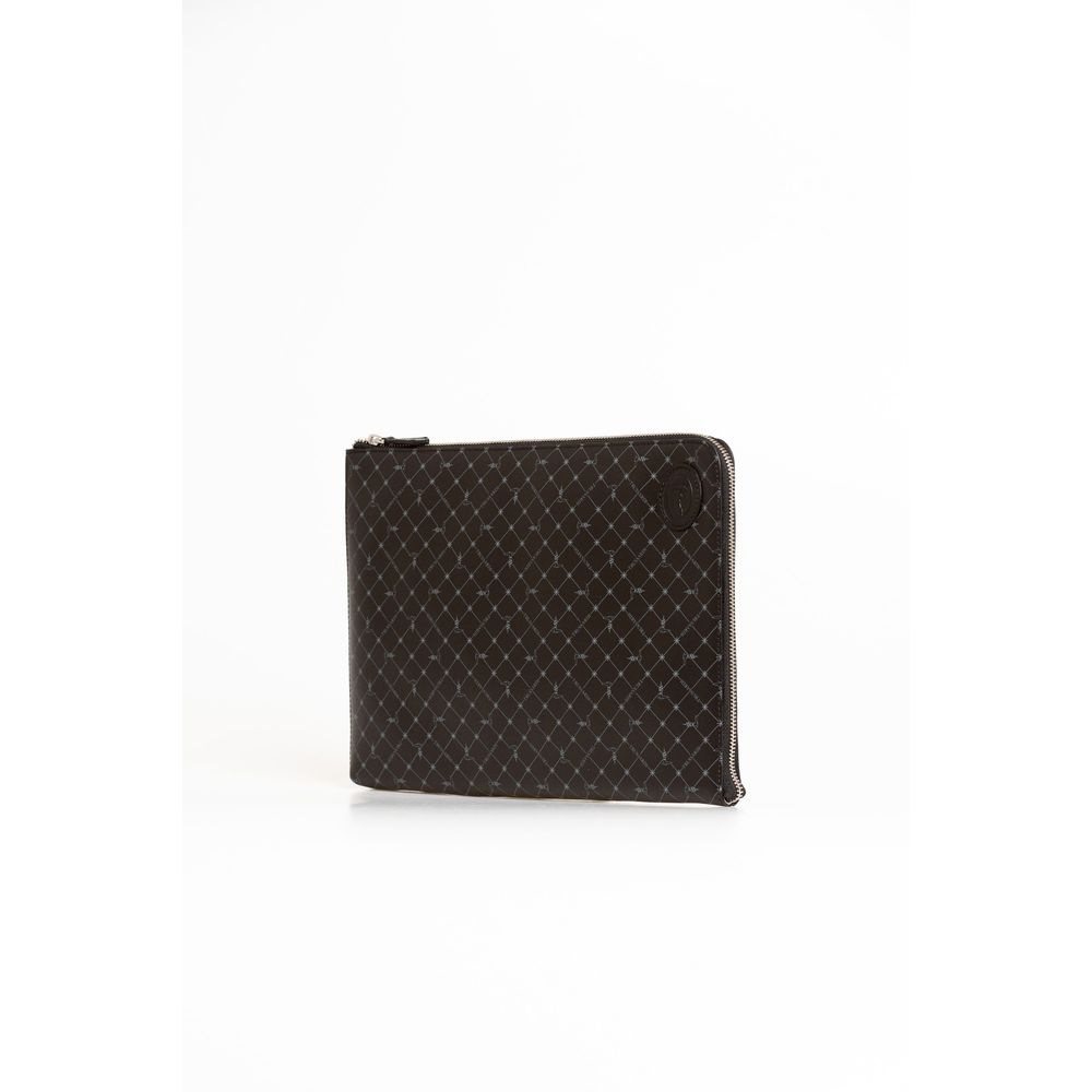 Trussardi Black Leather Men Clutch | Regal Royce