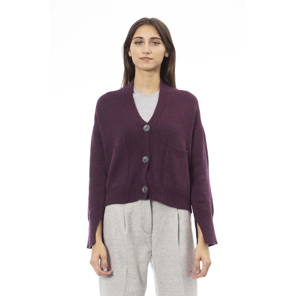Alpha Studio Burgundy Merino Wool Women Cardigan | Regal Royce