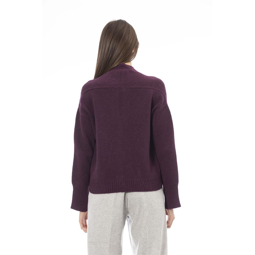 Alpha Studio Burgundy Merino Wool Women Cardigan | Regal Royce
