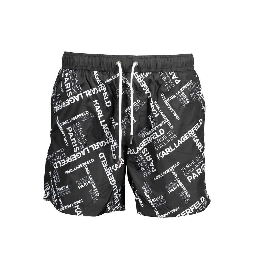 Karl Lagerfeld Black Polyester Men's Swim Trunk | Regal Royce