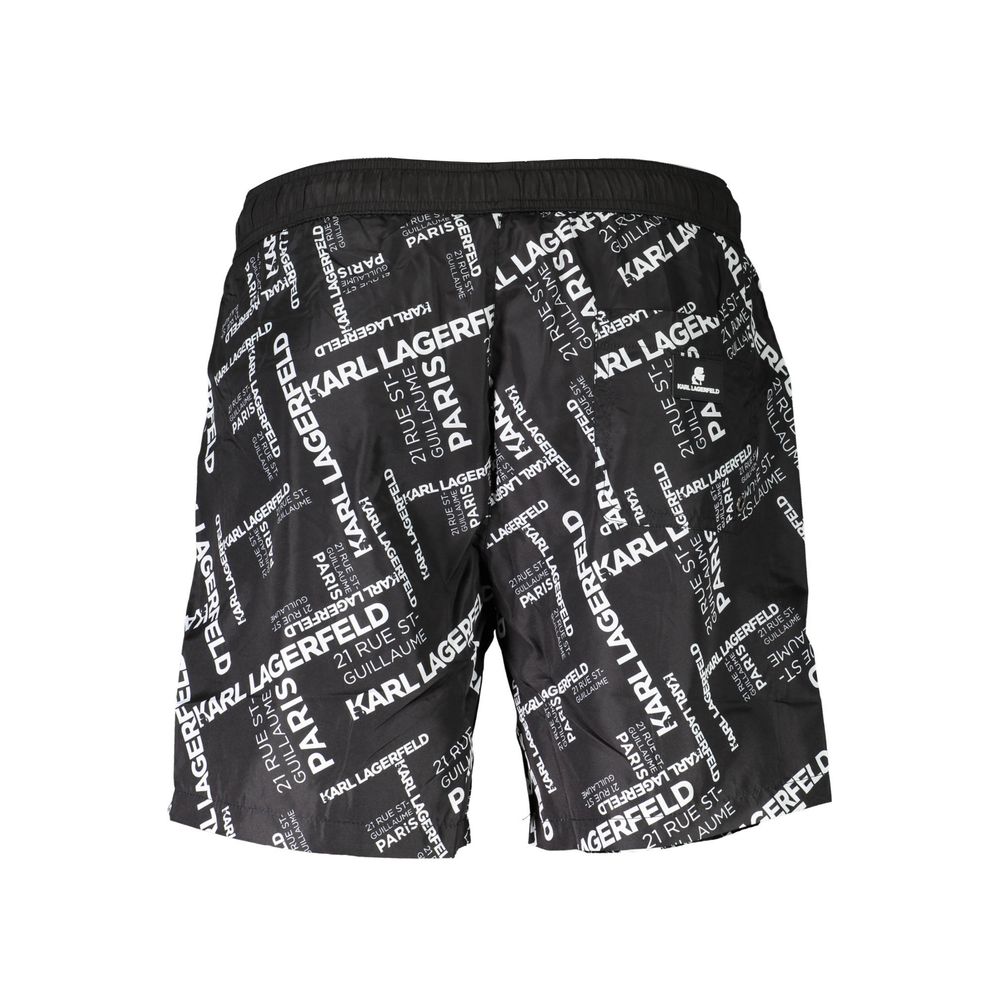 Karl Lagerfeld Black Polyester Men's Swim Trunk | Regal Royce
