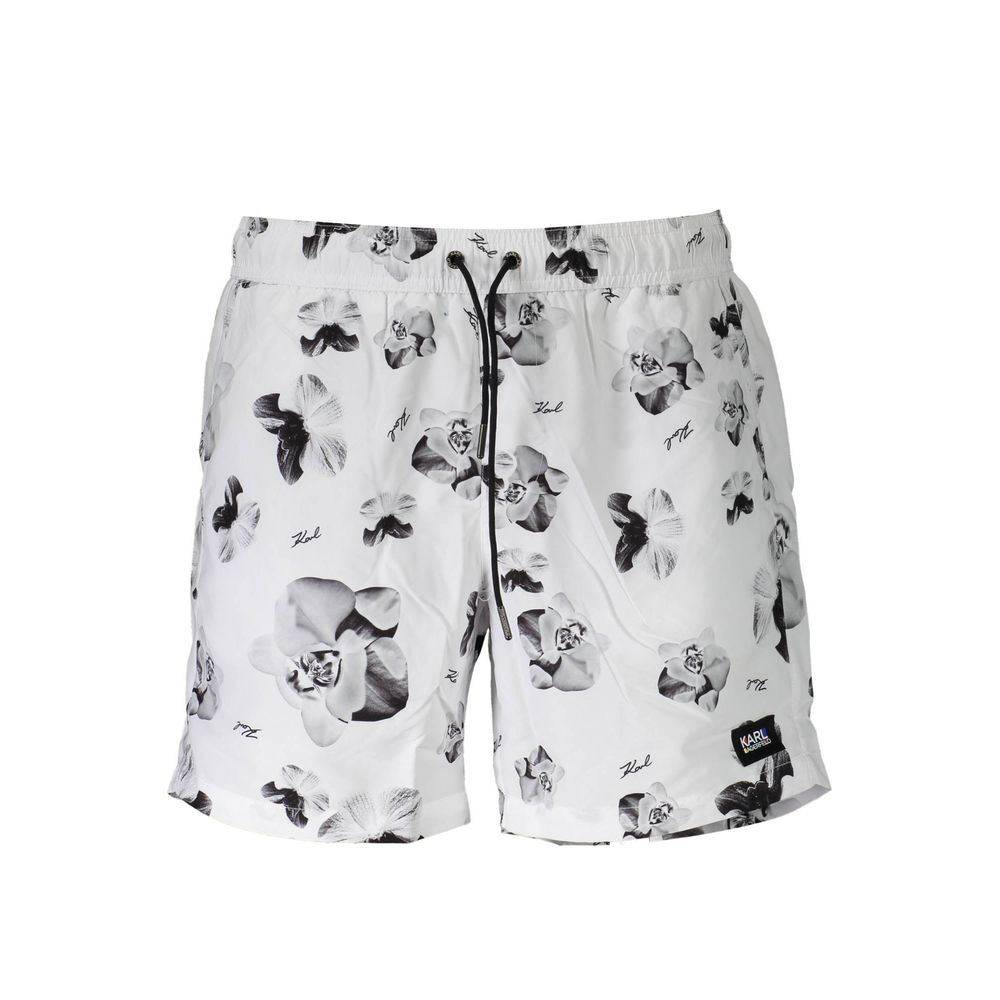 Karl Lagerfeld Bianco Polyester Men's Swim Boxer | Regal Royce