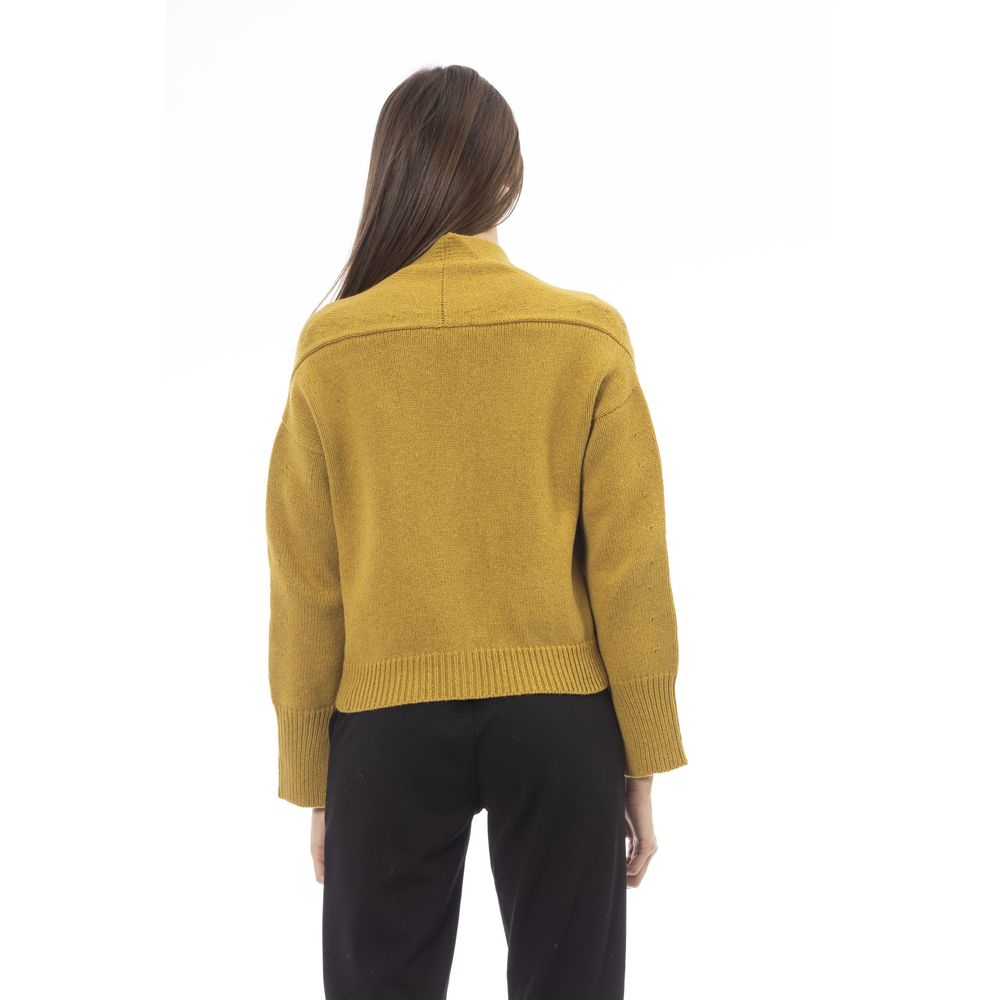Alpha Studio Yellow Merino Wool Women Cardigan | Regal Royce