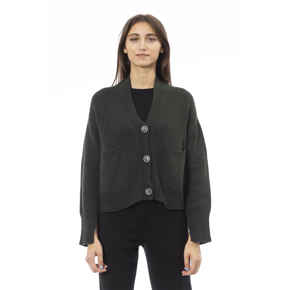 Alpha Studio Gray Merino Wool Women Cardigan | Regal Royce