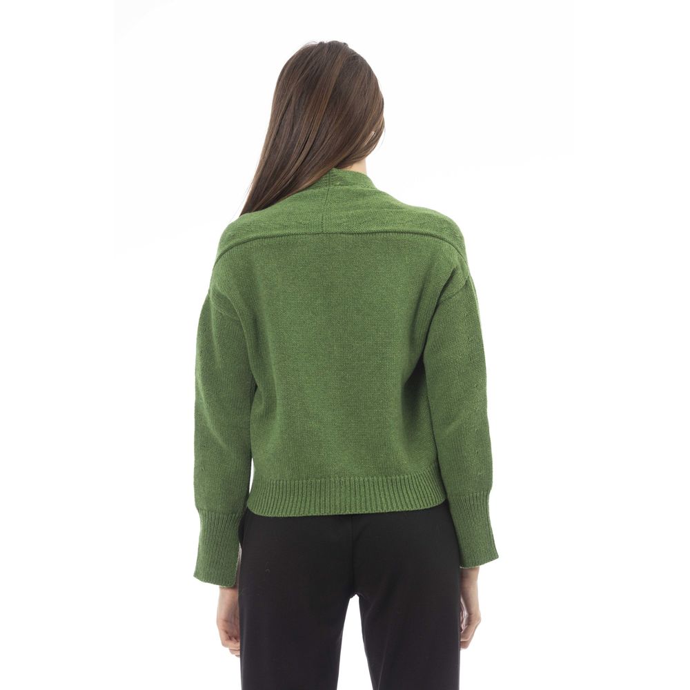 Alpha Studio Green Merino Wool Women Cardigan | Regal Royce