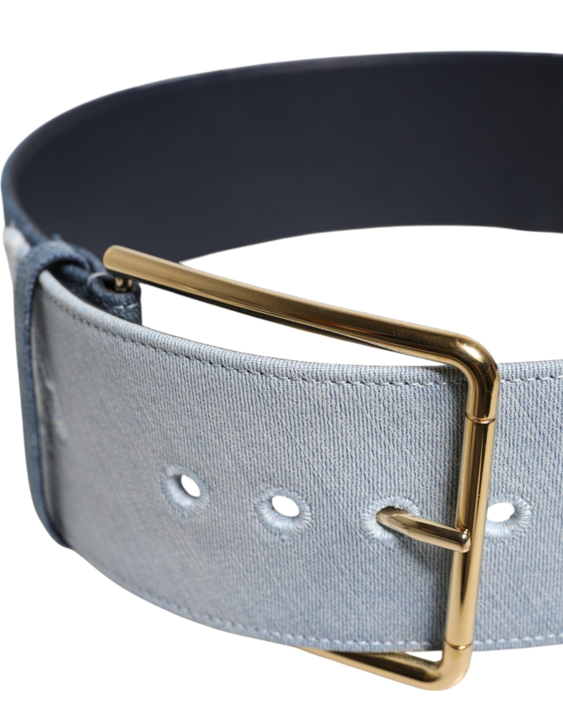 Dolce & Gabbana Blue Two Tone Denim Gold Metal Buckle Belt | Regal Royce
