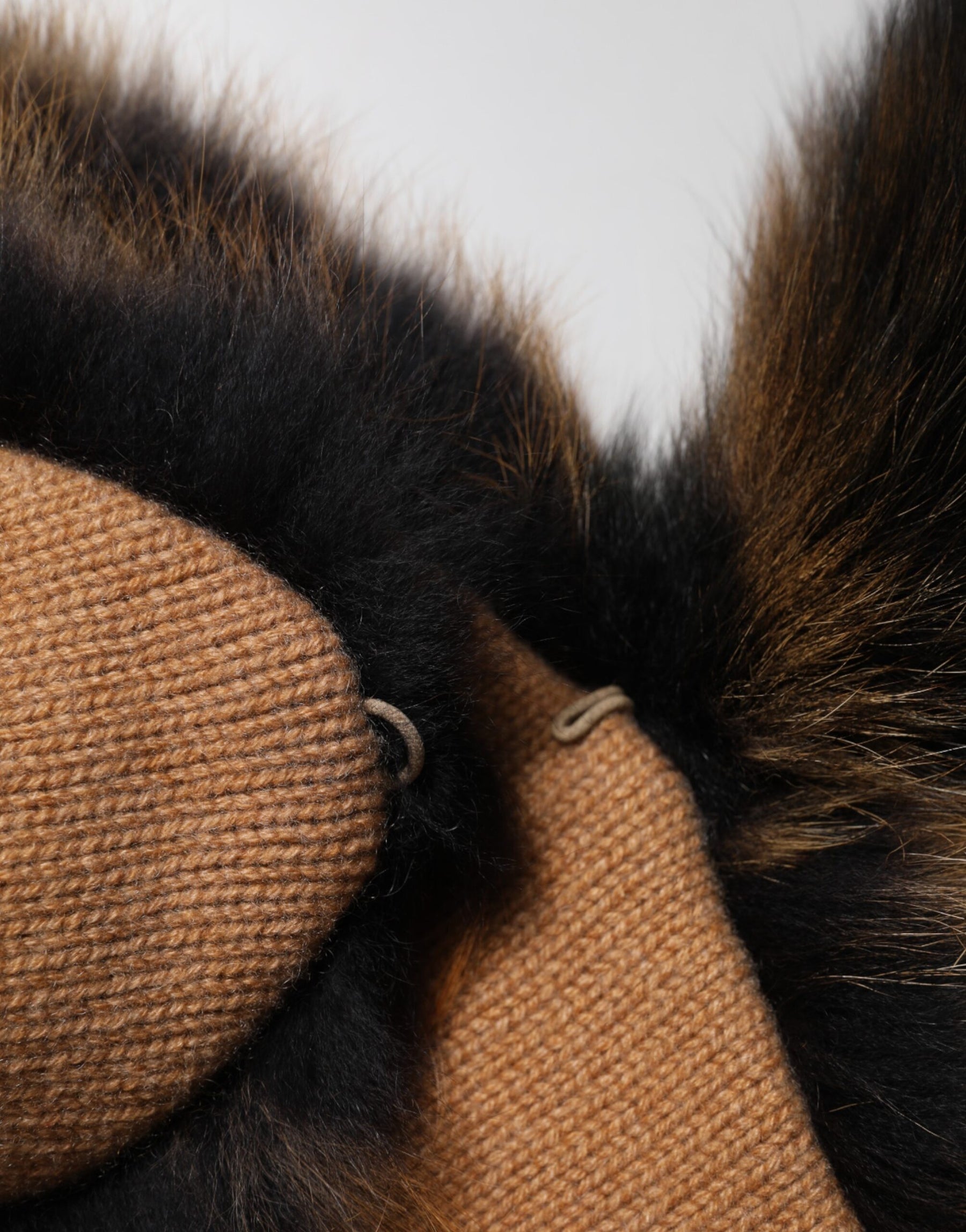 Dolce & Gabbana Brown Red Fox Fur Neck Cashmere Warmer Scarf | Regal Royce