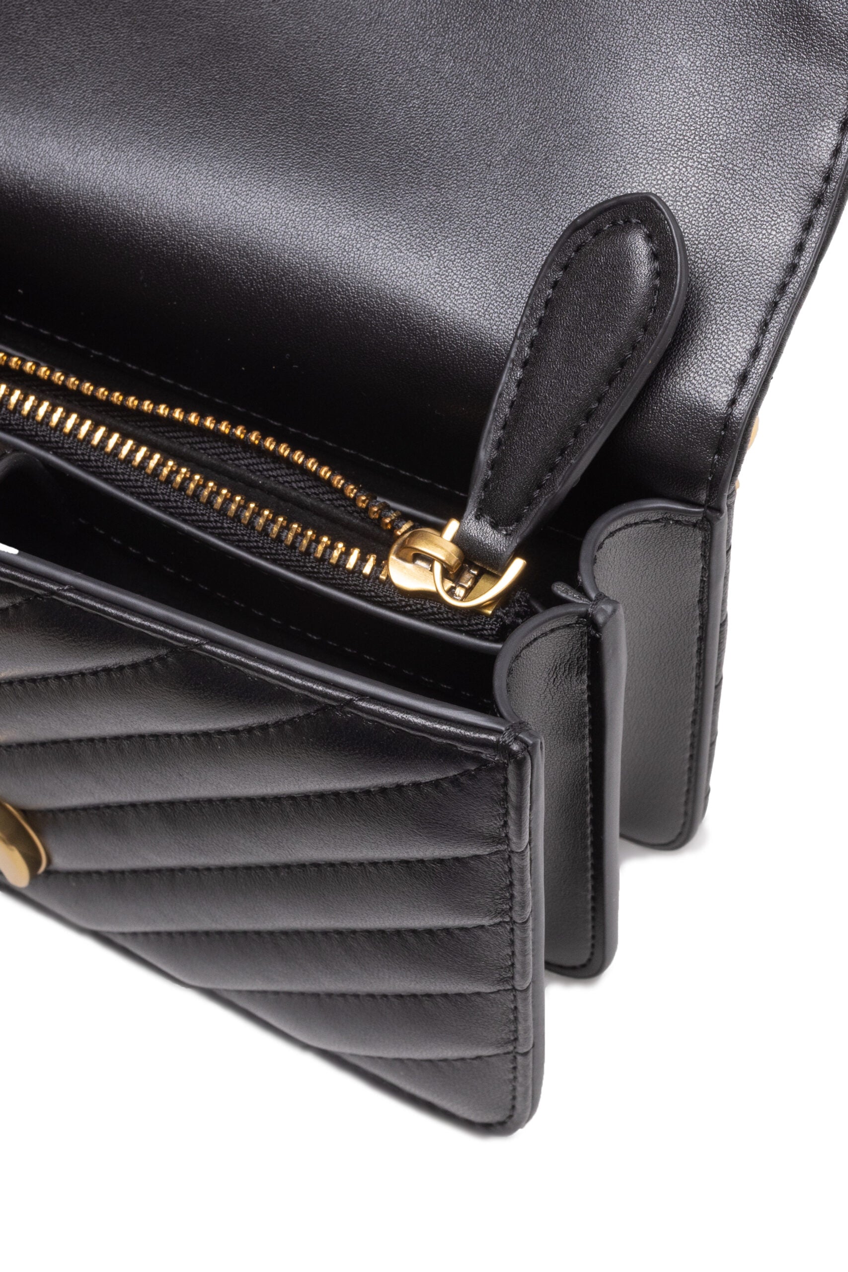PINKO Black Leather Love One Mini Shoulder Bag | Regal Royce