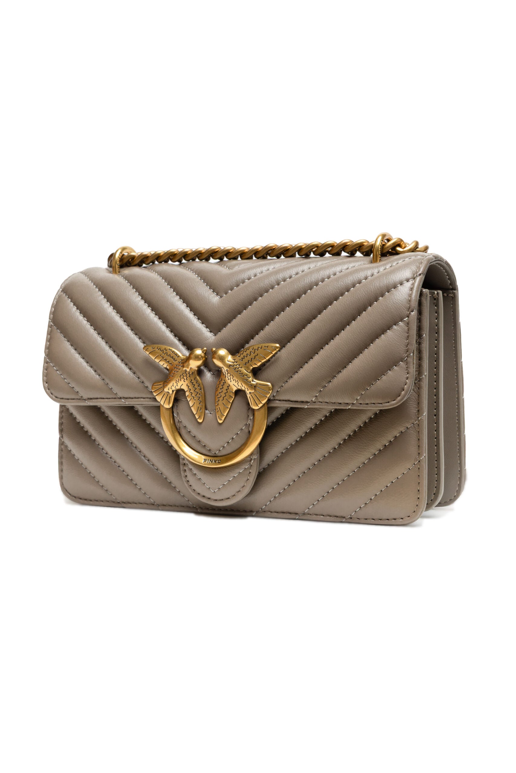 PINKO Grey Leather Love One Mini Shoulder Bag | Regal Royce