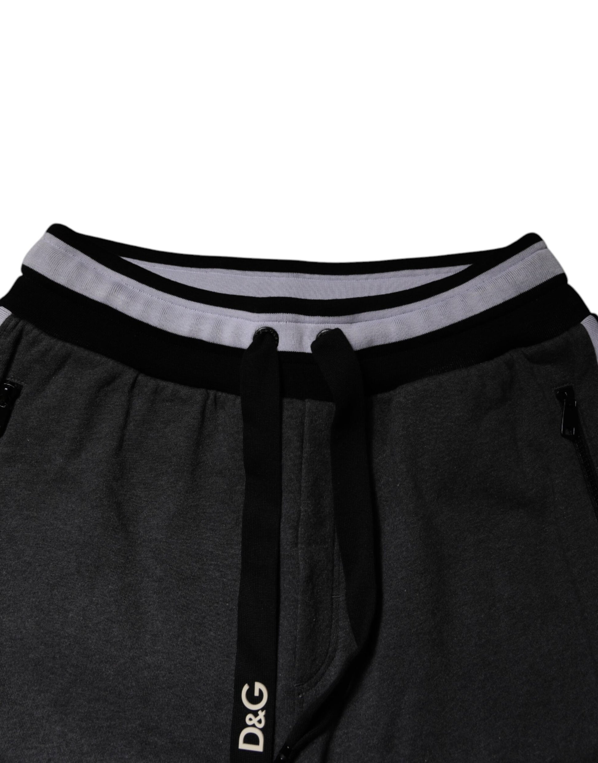 Dolce & Gabbana Black Gray Cotton Layered Sweatpants Pants