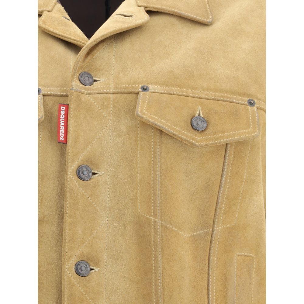 Dsquared² Beige Leather Denim Jacket | Regal Royce