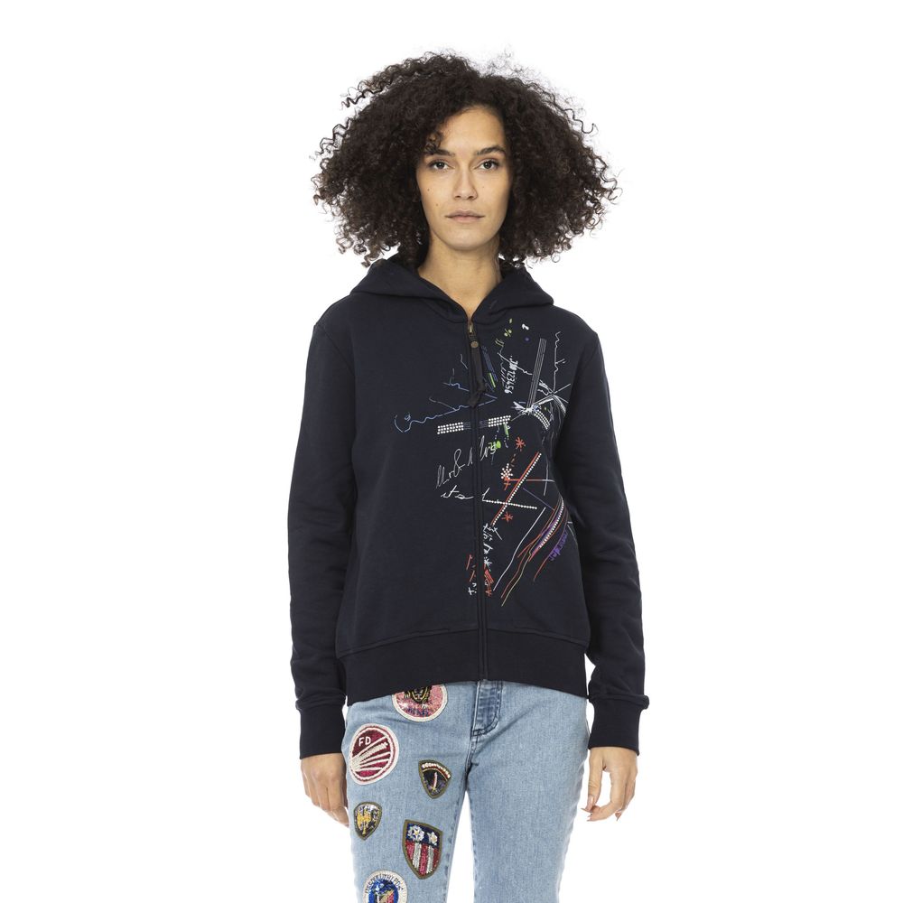 Mr&Mrs Italy Blue Cotton Women Sweatshirt | Regal Royce