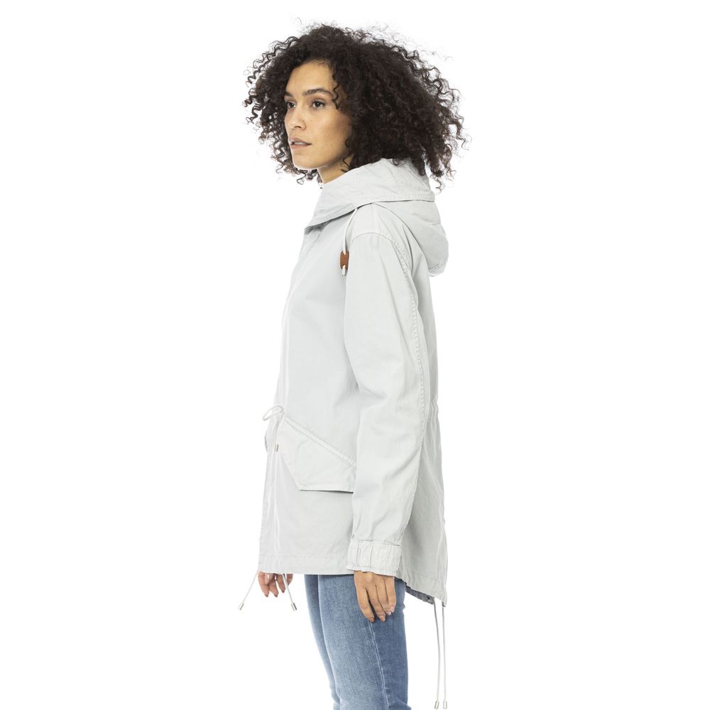 Mr&Mrs Italy Silver Cotton Women Parka Jacket | Regal Royce