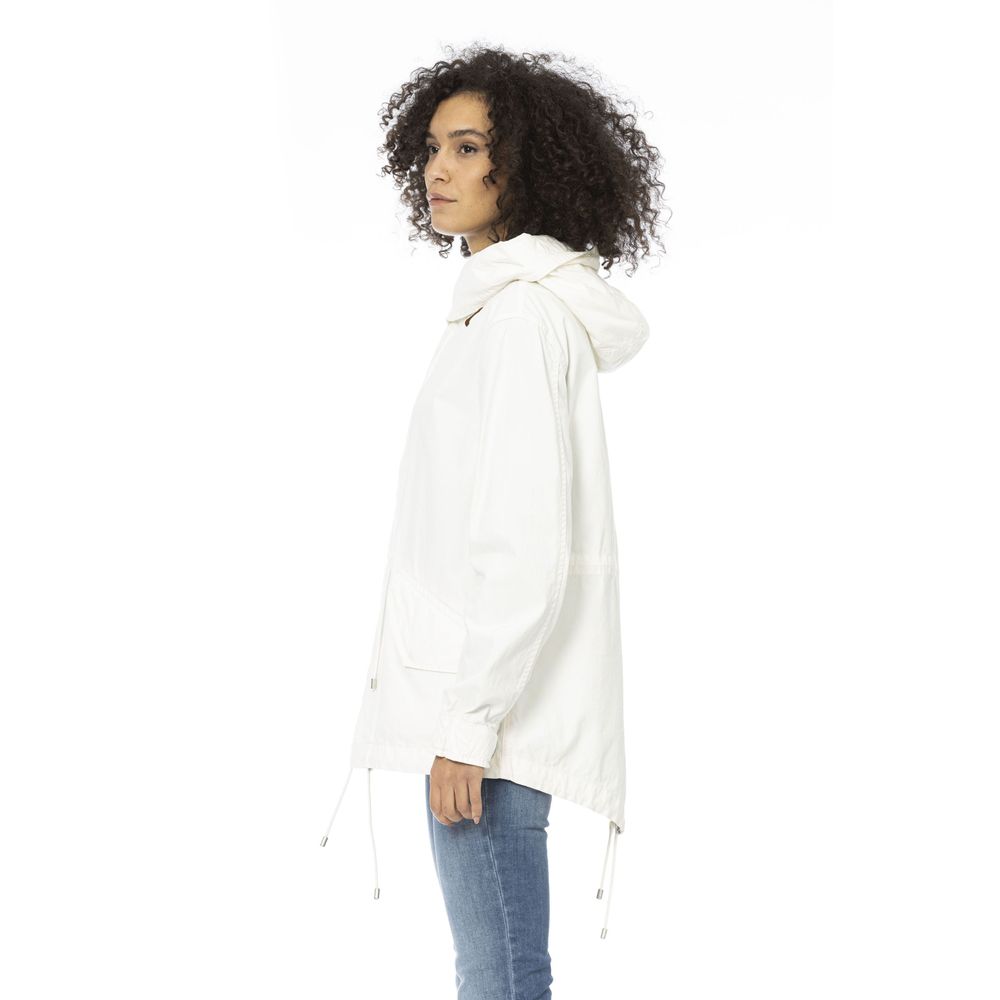 Mr&Mrs Italy White Cotton Women Parka Jacket | Regal Royce