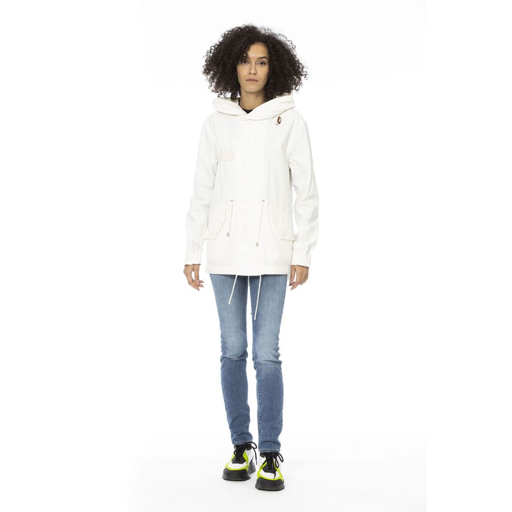 Mr&Mrs Italy White Cotton Women Parka Jacket | Regal Royce