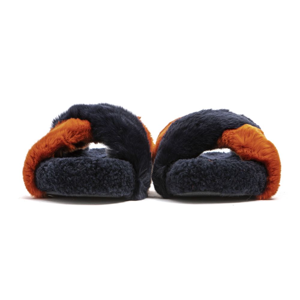 Mr&Mrs Italy Blue Rabbit Fur Women Sandal | Regal Royce