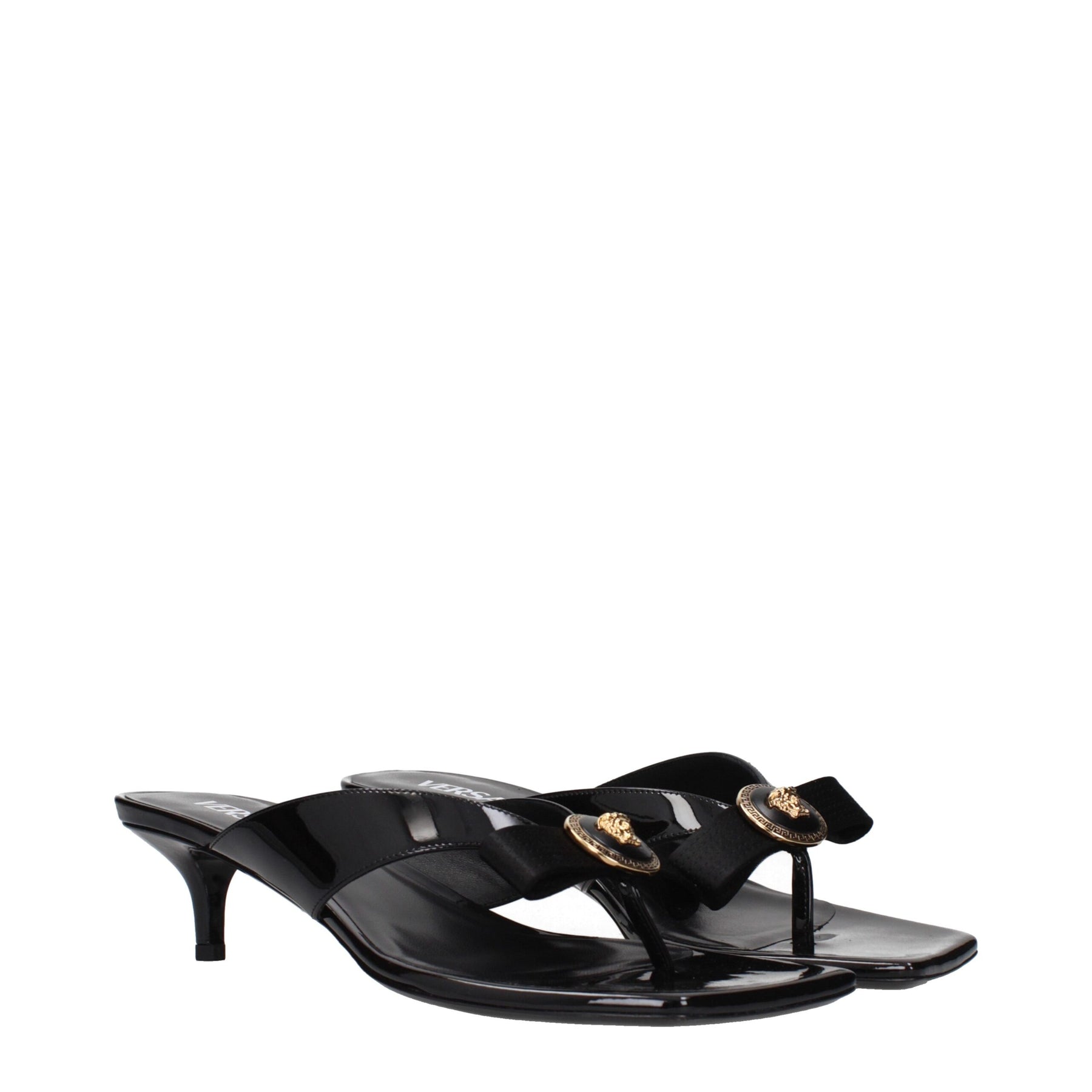 Versace Black Leather Stiletto Heel Sandals | Regal Royce