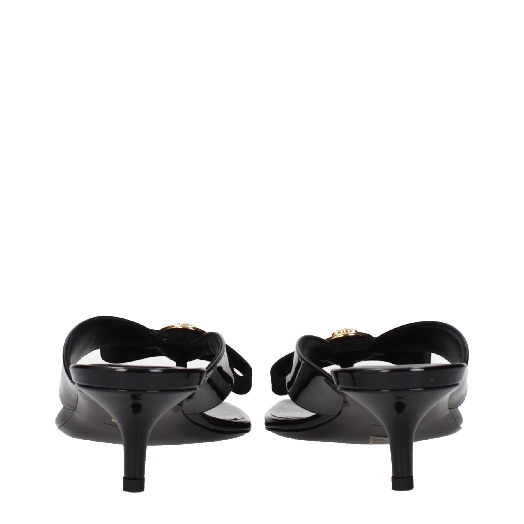 Versace Black Leather Stiletto Heel Sandals | Regal Royce