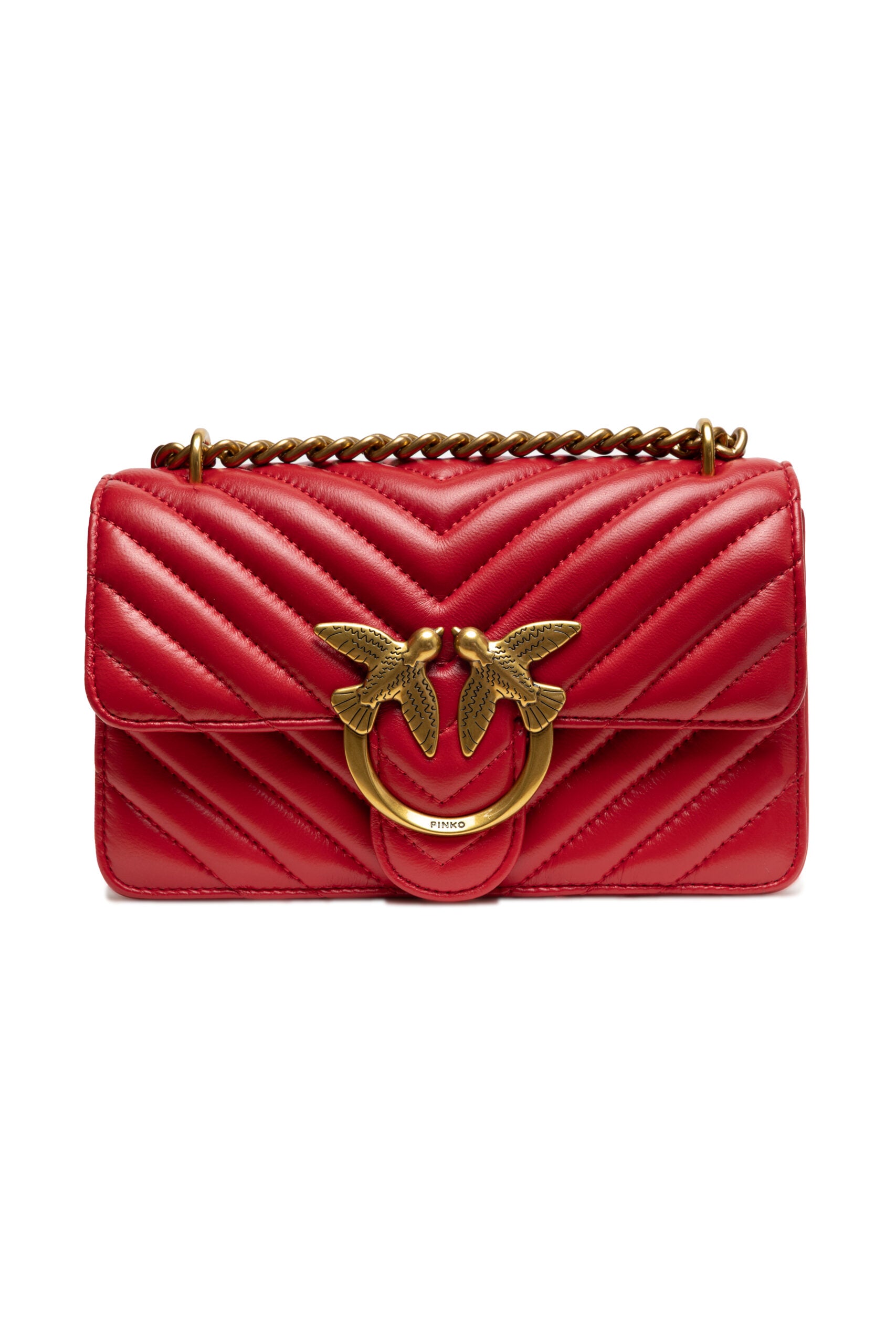 PINKO Red Leather Love One Mini Shoulder Bag | Regal Royce