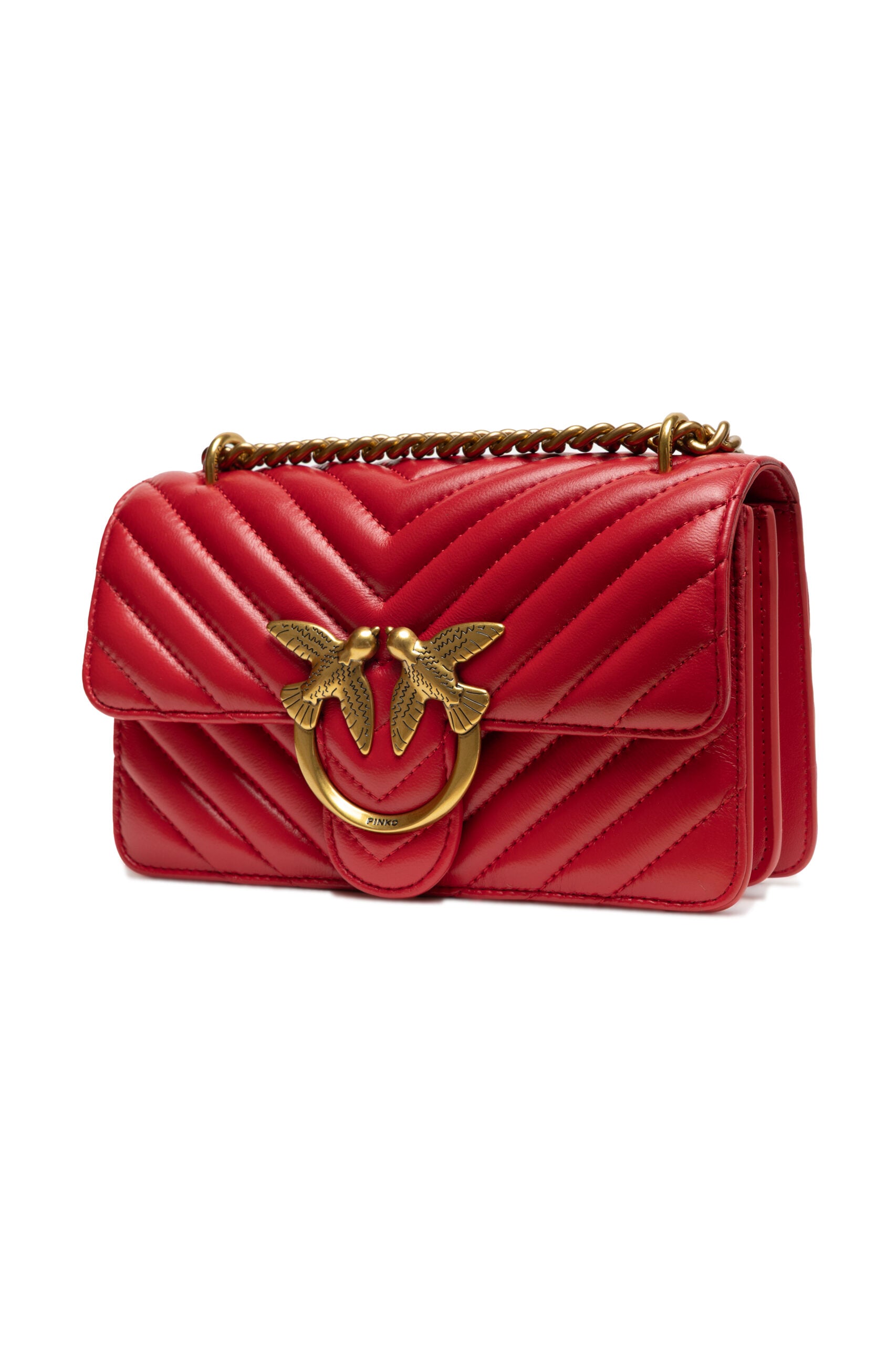 PINKO Red Leather Love One Mini Shoulder Bag | Regal Royce