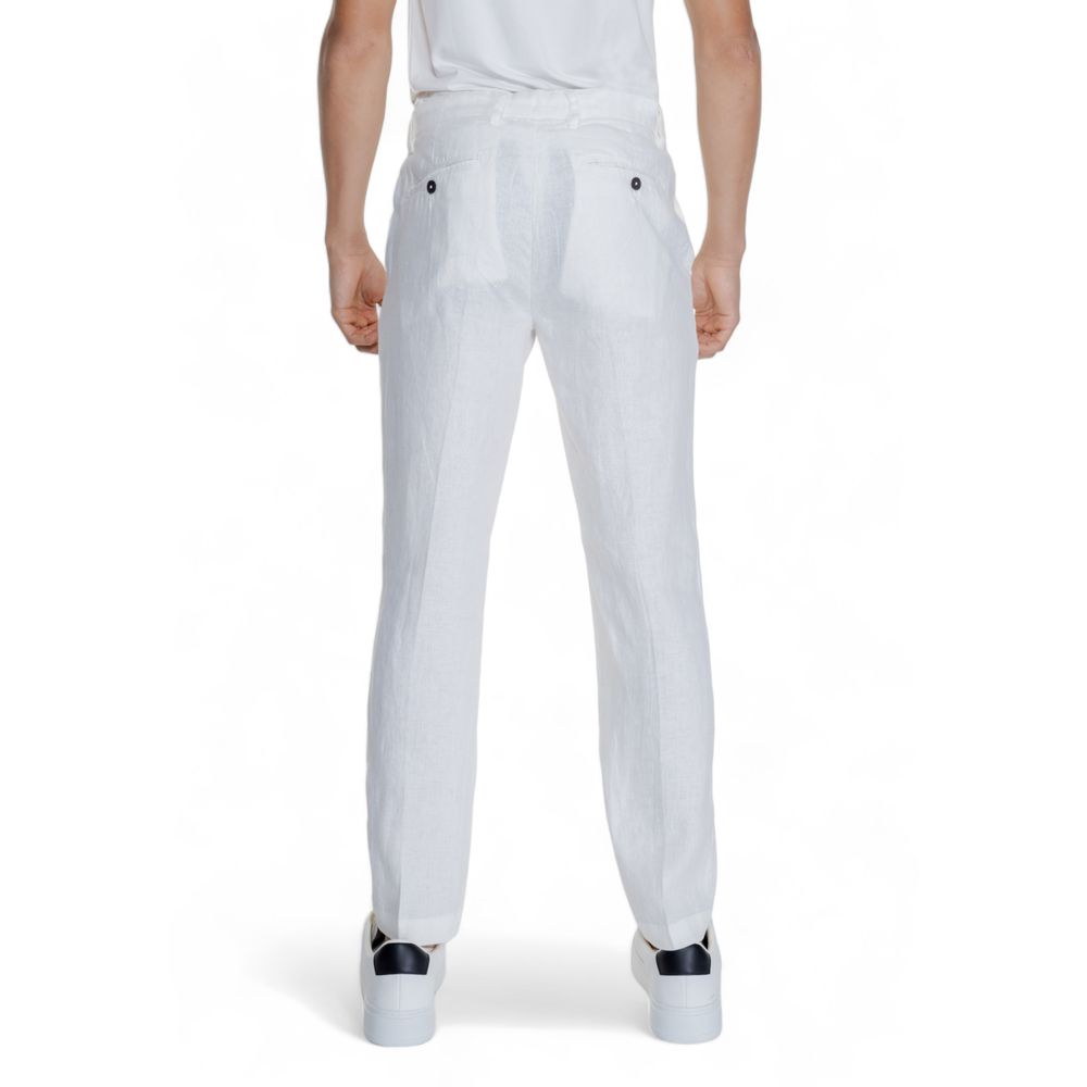 Borghese White Linen Casual Pants | Regal Royce