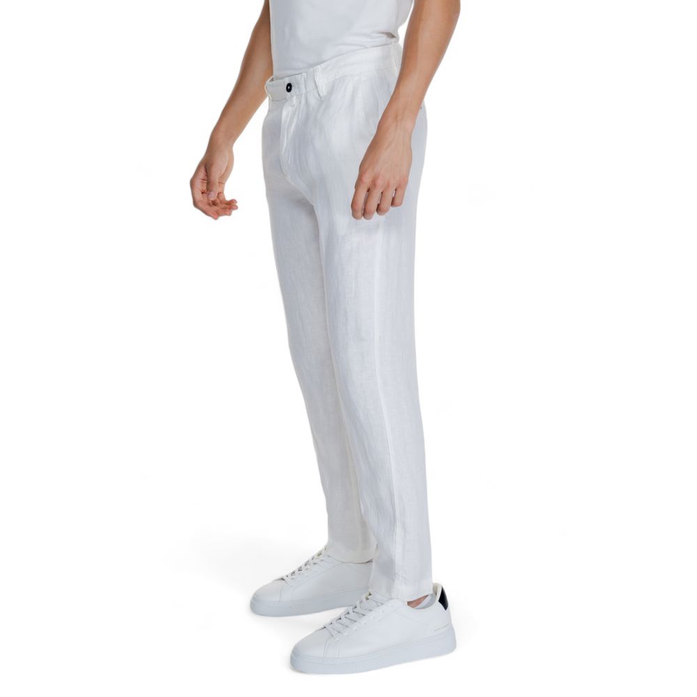 Borghese White Linen Casual Pants | Regal Royce