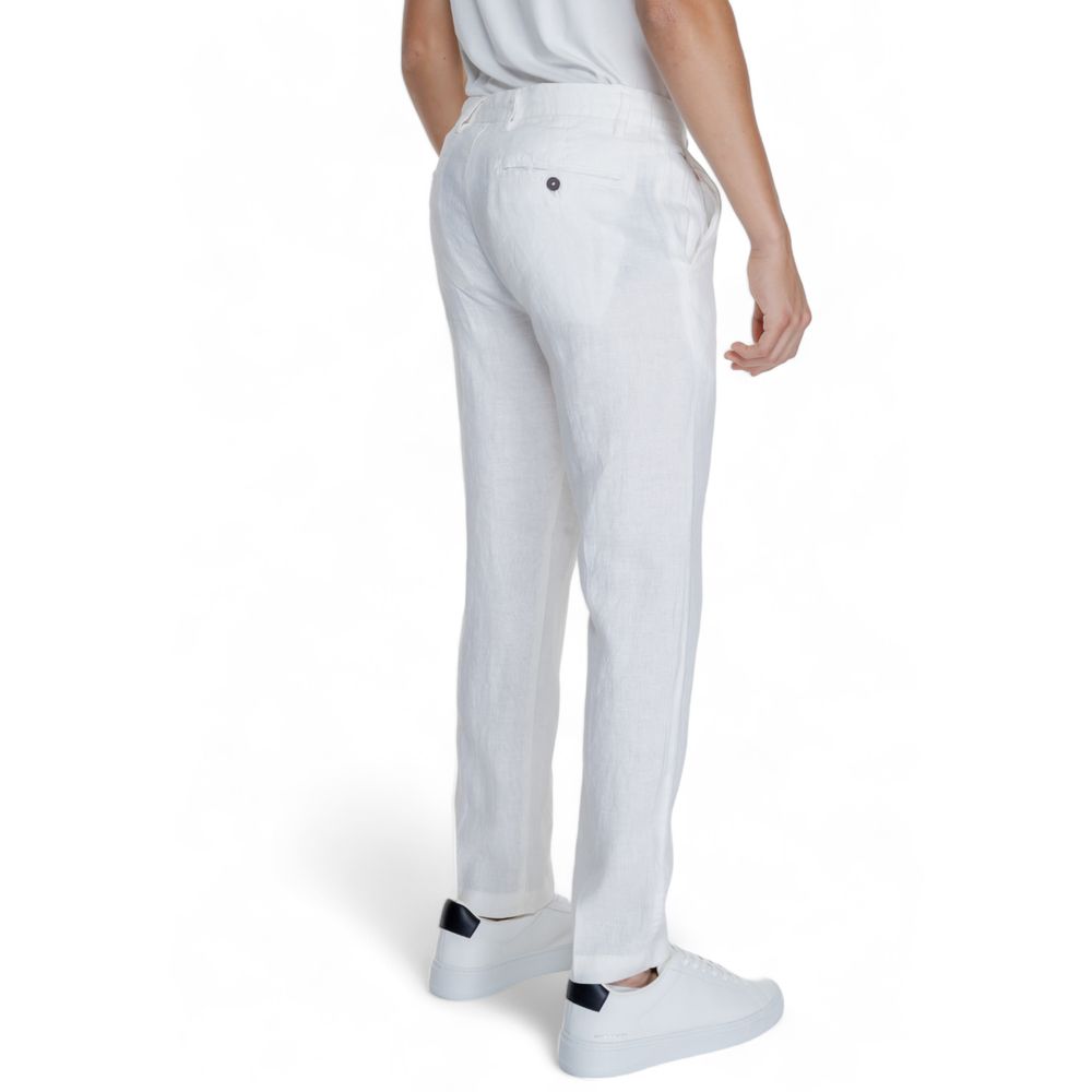 Borghese White Linen Casual Pants | Regal Royce