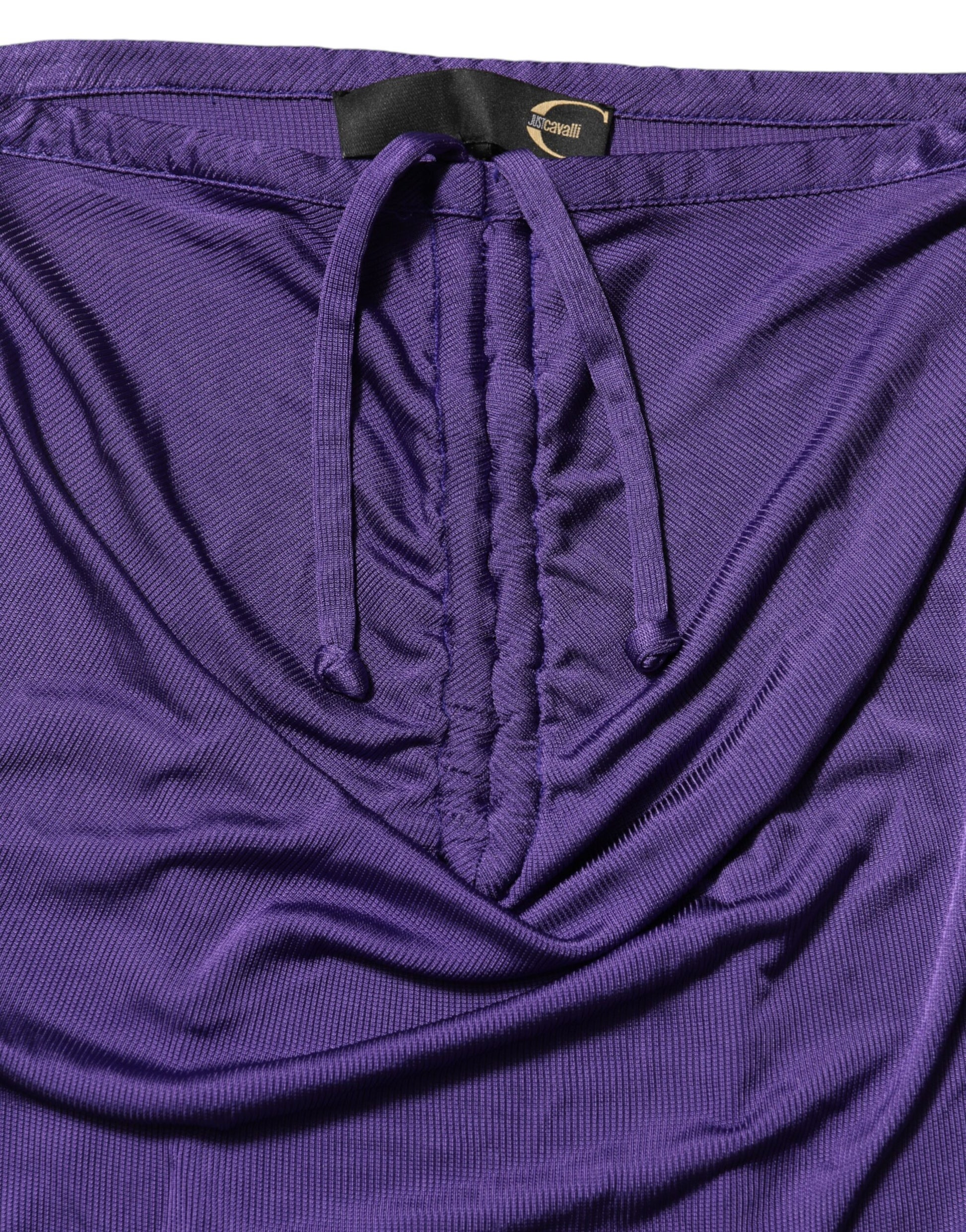 Cavalli Class Purple Viscose Elastane Strapless Bodycon Dress