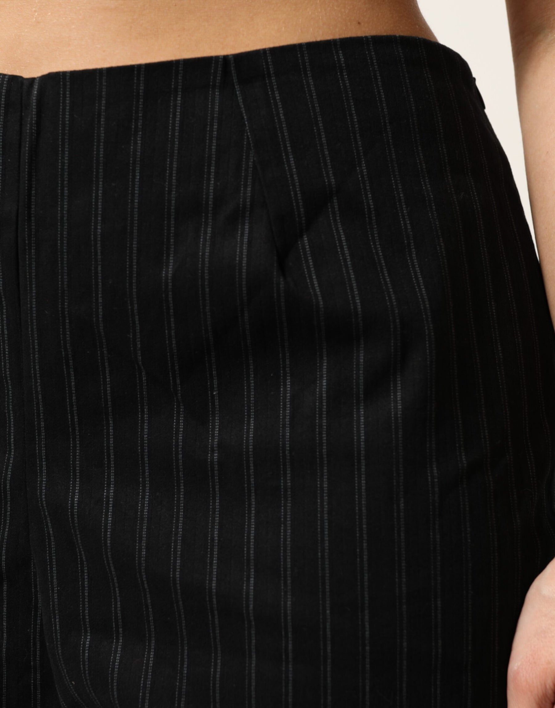 BENCIVENGA Black Wool Blend Pinstripe Straight Leg Pants | Regal Royce