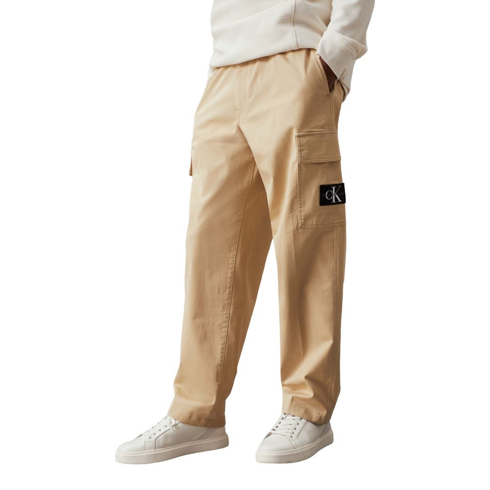 Calvin Klein Jeans Beige Recycled Cotton Casual Pants | Regal Royce