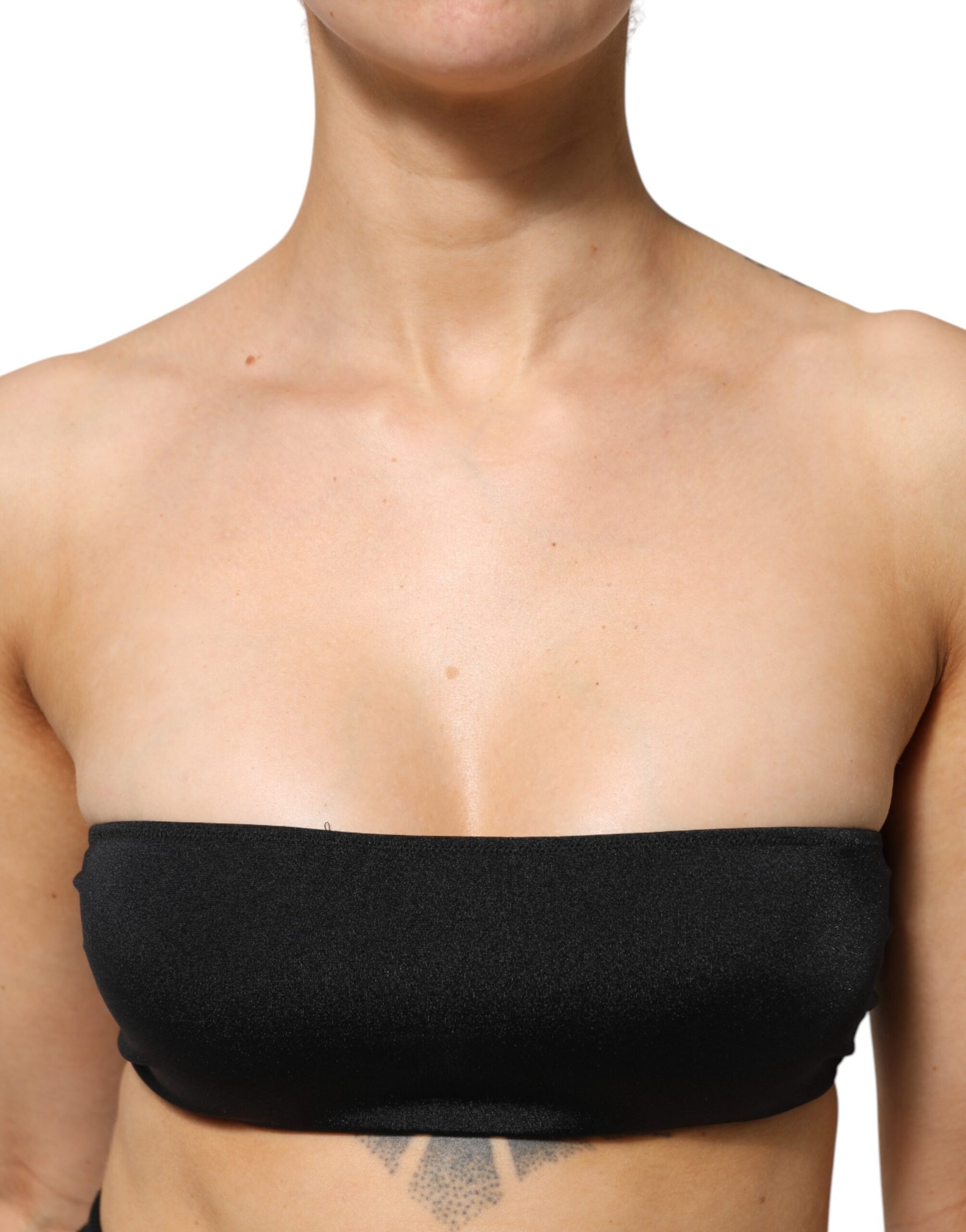 Dolce & Gabbana Black Nylon Blend Bandeau Strapless Tube  Top | Regal Royce