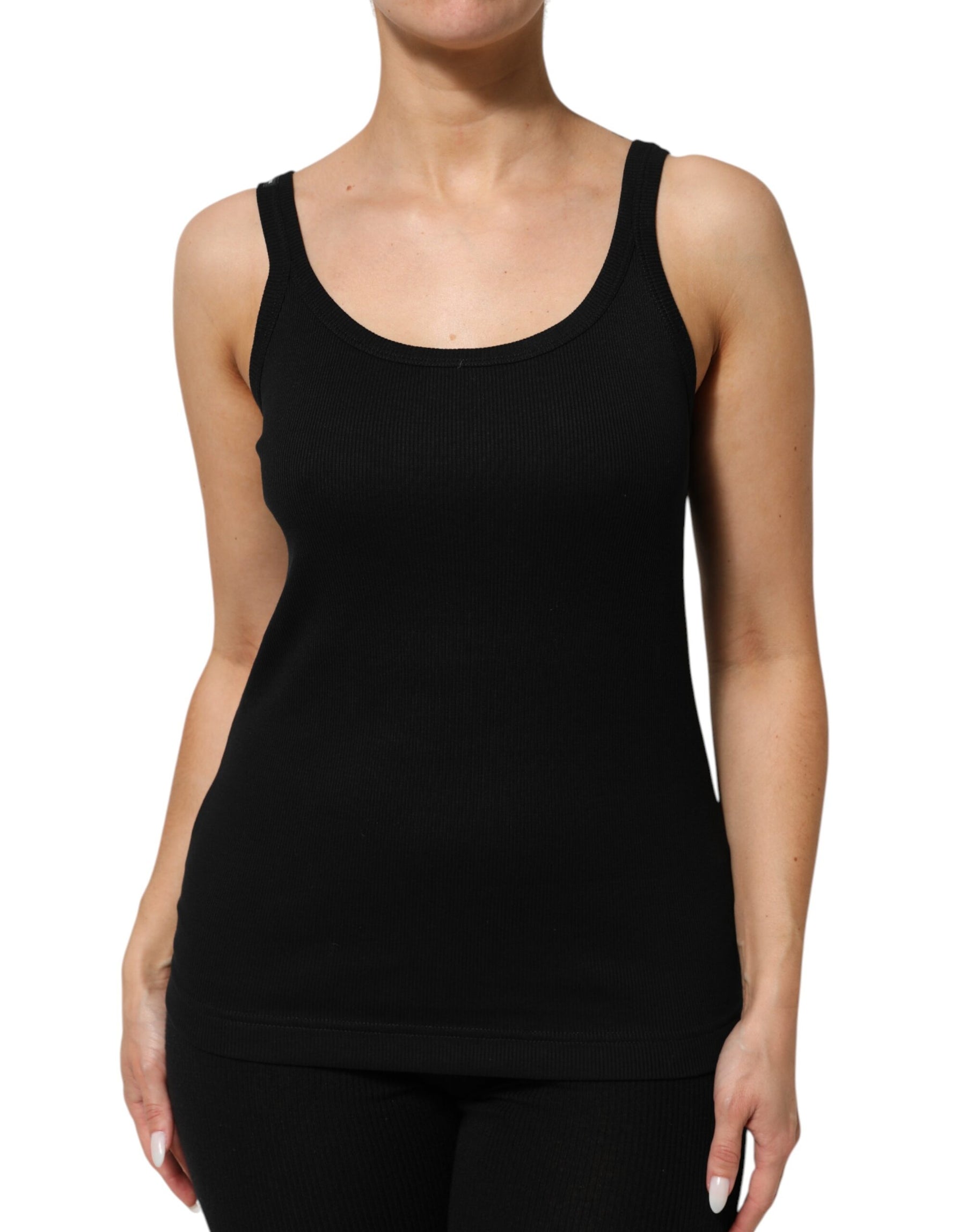 Dolce & Gabbana Black Cotton Sleeveless Women Tank Top | Regal Royce