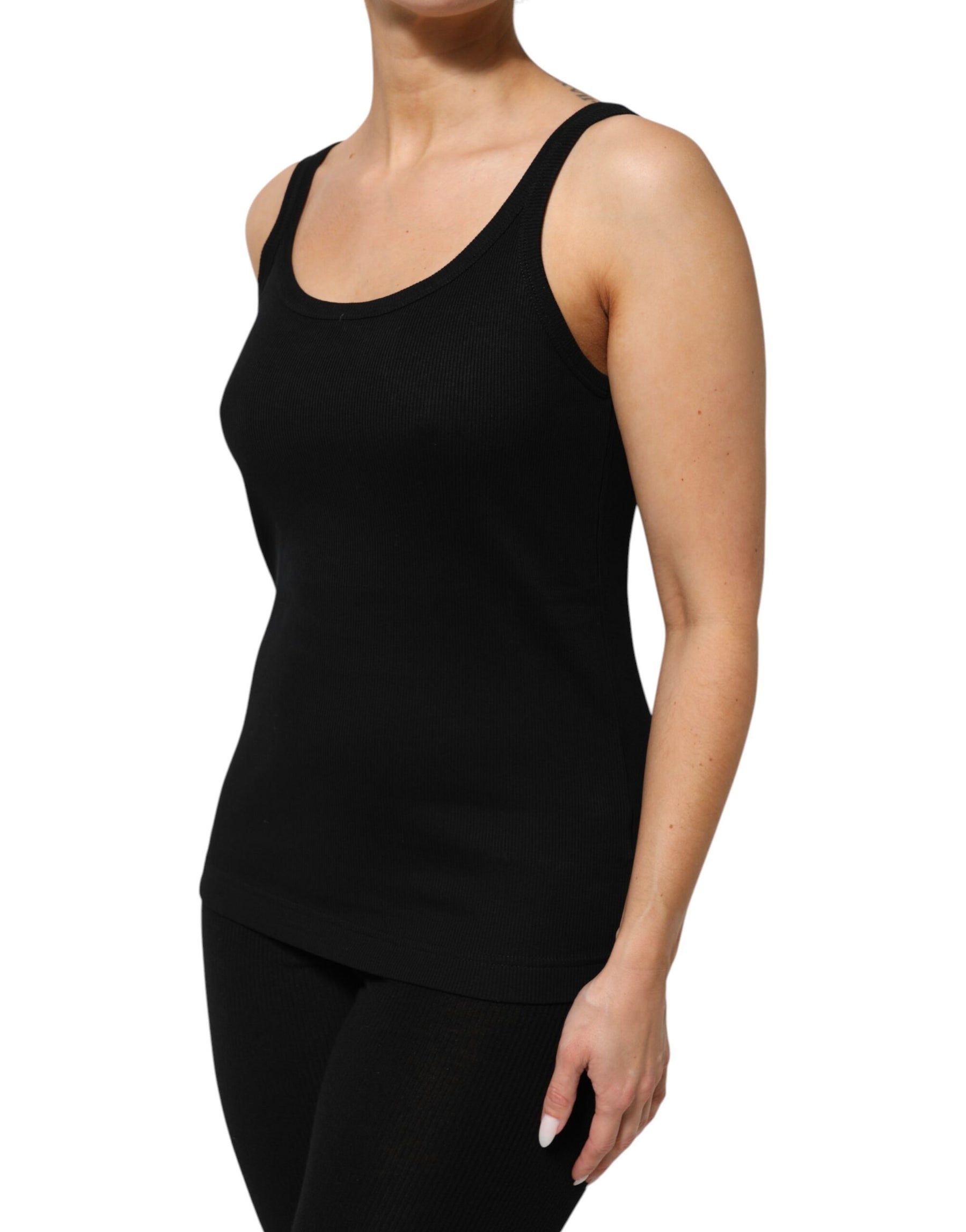 Dolce & Gabbana Black Cotton Sleeveless Women Tank Top | Regal Royce