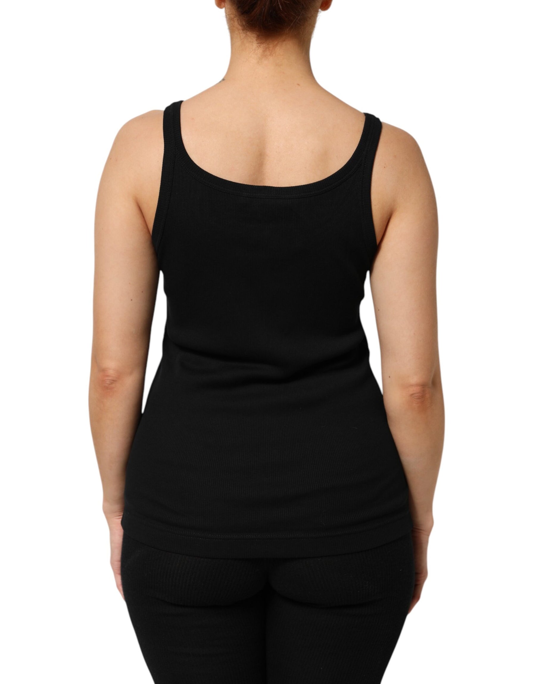 Dolce & Gabbana Black Cotton Sleeveless Women Tank Top | Regal Royce
