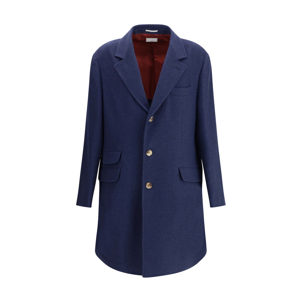 Brunello Cucinelli Blue Cashmere Coat | Regal Royce