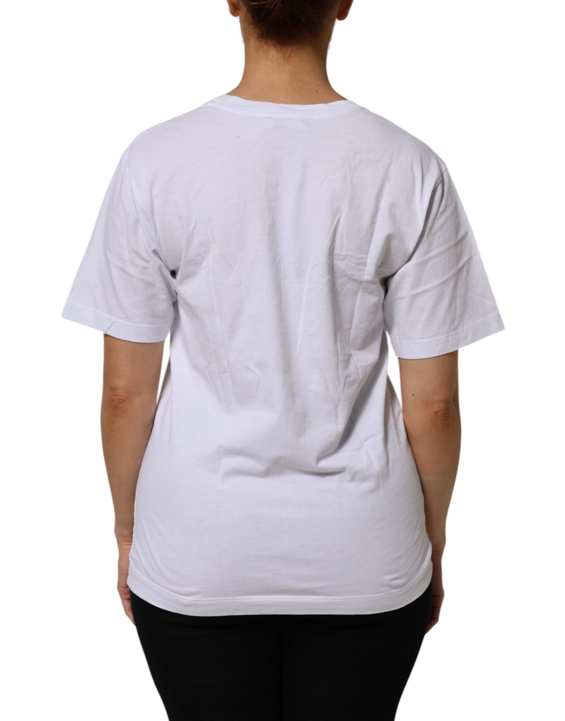 Dolce & Gabbana White Cotton V-Neck Short Sleeves T-Shirt | Regal Royce