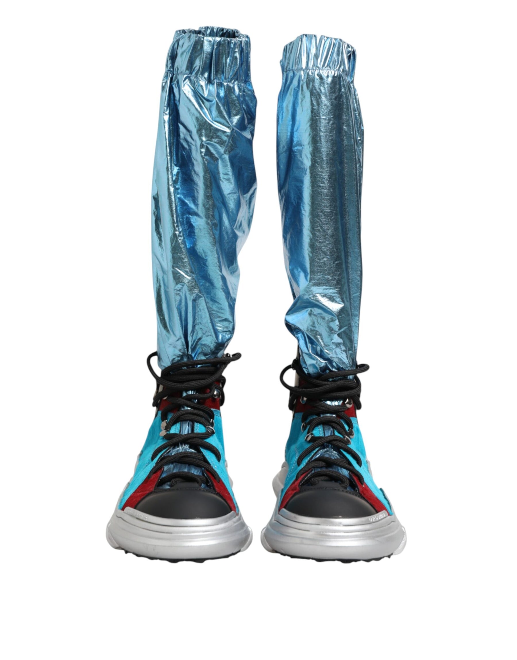 Dolce & Gabbana Blue Lace Up Over The Knee Socks Men Boots Shoes | Regal Royce