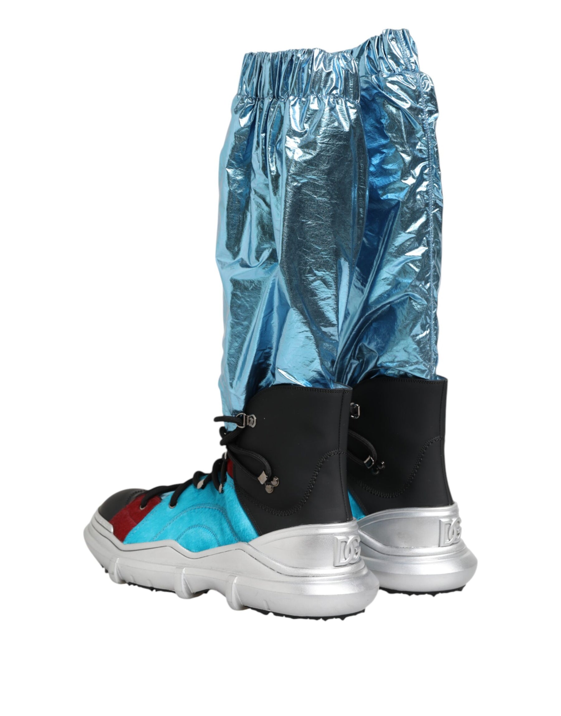 Dolce & Gabbana Blue Lace Up Over The Knee Socks Men Boots Shoes | Regal Royce