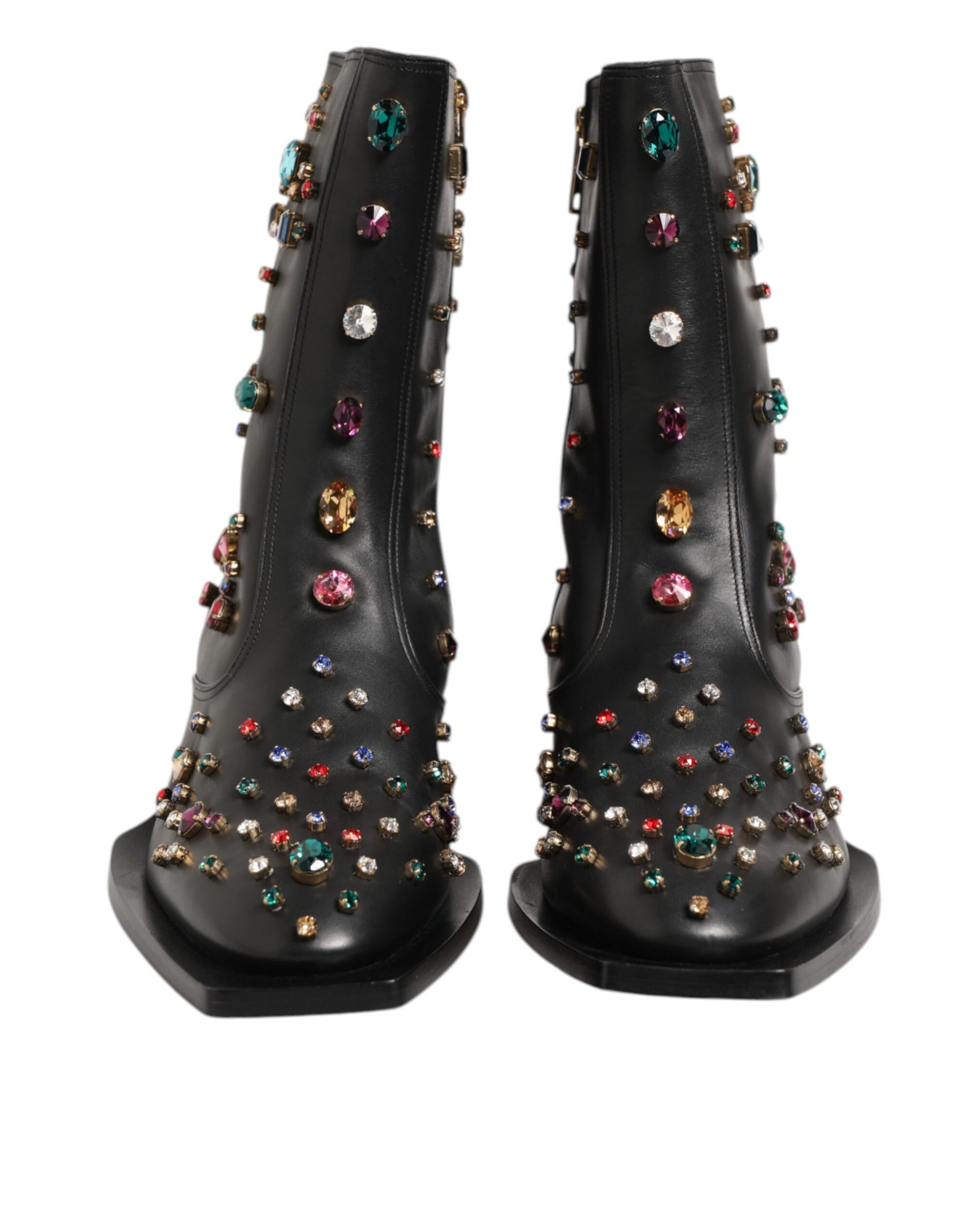 Dolce & Gabbana Black Crystal Embellished Men Short Boots Shoes | Regal Royce